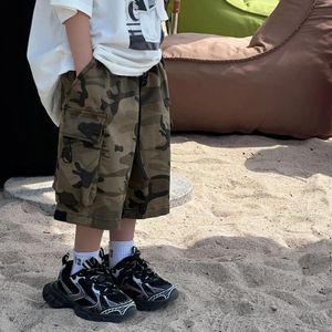 Trousers Children Clothing Shorts 2024 Summer Korean Style Of Boys Fashion Loose Camouflage Cargo Casual Pants