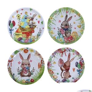 Bulaşık Plakaları Karikatür Tavşan Meyve Plakası Paskalya Günü Çocuk Hediyesi Demir Fındık Dekoratif Snack Mutfak Depolama 19.5cm LX4616 BOLA DELI DHEKG