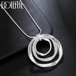 Pendant Necklaces Fashion Fine Brand Silver Color Necklace For Women Luxury Wedding Jewelry Bohemia Three Circle Pendants Snake Chain Necklace24560P