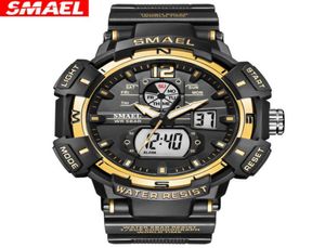 S Smael 8045デュアルディスプレイウォッチ輝かしいスポーツカジュアルアウトドア学生男性電子時計reloj hombre wristwatch 50M1595423