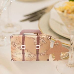 Gift Wrap Vintage Paper Boxes Wedding Favor Mini Suitcase Box For Decorations Travel Themed Parties 50pcs Kraft