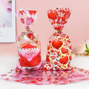 Present Wrap Valentine Cookie Bags Love Heart Plastic Candy Treat For Wedding Birthday Party Favors Baking Baking Packaging Pouch