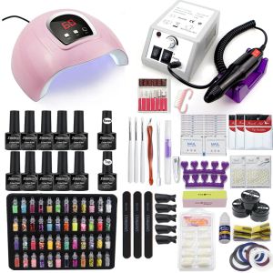 Guns Professional Manicure Set Acrylic Nail Kit Nail Lamp 20/10 PCS Nail Polish Soak Off Nail Art Tools Electric Nail File