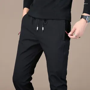 Calça masculina seda casual coreano se encaixa em roupas lisadas e linhas de luta y2k streetwear homem
