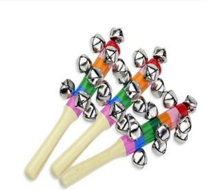 Wooden Stick New style Jingle Bells Rainbow Hand Shake Sound Bell Rattles Baby Educational Toy 18cm DA0966508669