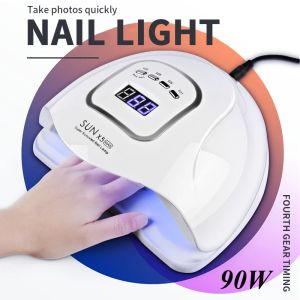 Klänningar sunx5 max 90W torktumlare för torkning av alla gel nagellack fyra timer autosensor uv islampa professionell hine poleringslampa