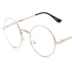 Sunglasses Frames Vintage Round Glasses Clear Lens Fashion Gold Metal Frame Optical Men Women Eyeglass Fake