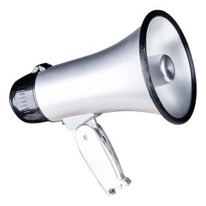 Megafono 25 Watt Spract Megaphone Altoparlante Pa Bullhorn con sirena incorporata, registratore vocale, apribottiglie, argento