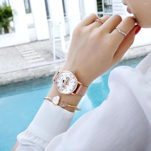 Wristwatches Women Watch Rose Gold Montre Femme 2024 Women's Mesh Belt Fashion Mechanical Relojes Para Mujer Luxury Wrist Watches Reloj