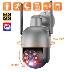 Kameralar Techage HD 4MP 8MP WiFi Gözetim Kamerası AI PTZ İnsan Tespiti Kablosuz Renk Gece Görüşü İki Yol Ses CCTV Sistemi