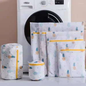 Waschküche Ananasdruck Reißverschluss Mesh Bag Polyester Waschnetz für Unterwäsche Sockenmaschine Beutel Kleidung BH