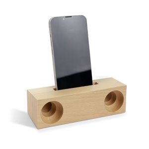 Dubbel högtalare stansning av design trätelefonstativ Holder Ljudförstärkare högtalare Universal Bracket Bambu Dock Station Desk Holder Cradle för iPhone