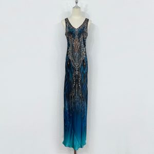 Damer Silk Blue Peacock Vest Dress