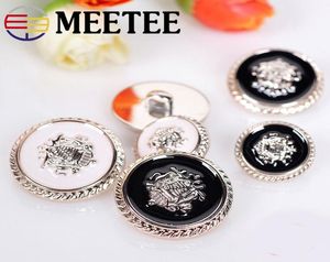 Meetee Classic Fashion Black White Metal Button 15 18 21 25mm klädtillbehör DIY Handgjorda sömnadsmaterial C334512292