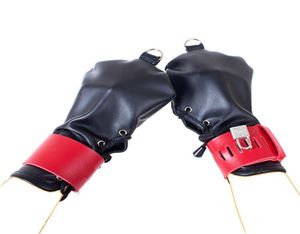 1Pair Locking Gloves Dog Paw Palm PU Leather Hand Gloves Bondage Restraints Sex Toys for Women Adult Game Slave Sex Products1313596
