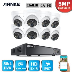 Sistema annke 8ch 5mp Lite Video Security System 5in1 h.265+ dvr com 8x 5mp cúpula ao ar livre câmeras pir câmeras PIR de vigilância cctv kit