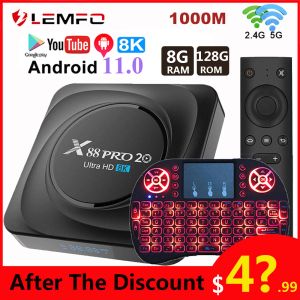 Box Lemfo Smart TV Box Android 11 8GB 64GB 128GB 2021 NOWOŚĆ TV Box x88 Pro 20 2.4G 5G WiFi 8K Voice YouTube Google Play Set Top Box