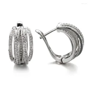 Hoop Ohrringe Huitan Trendy für Frauen Silber Farbe überlappende Kubikzirkonia Mode vielseitiger Schmuck Drop Ship