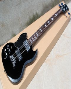 Fabrik benutzerdefinierte linkshändige schwarze Elektro -Bass -Gitarre mit 4 Stringsrosewood Fretboardchrome Hardwarescan werden Customized3094481