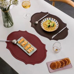 Carpets Leather Placemat Tableware Pad Irregular Retro Table Mat Heat Insulation Waterproof And Oil-proof Home Dining PVC Plate