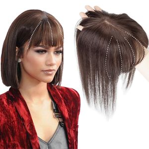 Syntetiskt hår Fake Fringe Clip in Bang Cover White Hair Natural Invisible Front Neat Bang For Women Wig Hairpiece 240403