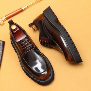 패션 특허 남성 공식적인 편안한 플랫폼 정품 가죽 새로운 우아한 남자 웨딩 소셜 더비 신발