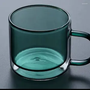 マグカップ二重層ガラス水カップ高温と耐久性のあるマグカラーベルトハンドルティー透明カップのハンドル