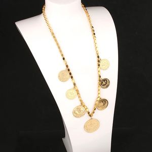 Dicai Ladies Colar Coin Coin Gold Pingente Islâmico Muslim Jewelry Party Party Dia dos Namorados Presente Atacado Lot Retro 240408