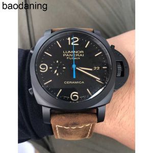 Watch Designer Luksusowe Panerass zegarek na rękę Mężczyźni Automatyczny ruch szwajcarski rozmiar skórzanego paska 44 mm Model PAM00580 Wodoodporny ruch męski Iris