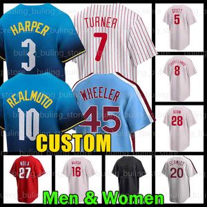 Bryce 3 Harper Baseball Trikot 10 J.T.Realmuto 28 Alec Bohm 7 Trea Turner 45 Zack Wheeler Kyle Schwarber Bryson Stott Phillies Brandon Marsh Aaron Nola JT Lenny 4 Dykstra