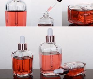 10 do 100 ml kwadratowa butelka Rose Gold Kolor Kolorowa Eliquid Butelki Makeup Szkło Dropper Schemat narzędzia do przechowywania przezroczyste szkło 1 151577012