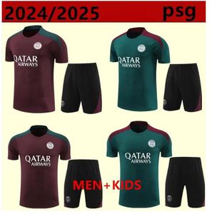 24/25 PSGES Tracksuit 2024 2025 Paris Sportswear Treinamento Treinamento Treinamento de mangas curtas Terno de futebol Jerseys Kit uniforme