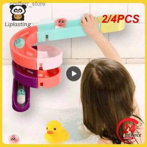 Baby Bath Toys 2/4PCS Baby Bath Toys Slide Tracks Pipeline Yellow Ducks Bathroom Bathtub Play Rainbow Shower Water Educational Toys For L48