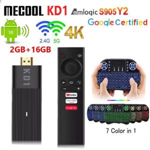 Kutu Mecool KD1 Akıllı TV Stick Amlogic S905Y2 TV Kutusu Android 10 2GB 16GB Google Sertifikalı 1080P 4K 2.4G 5G WiFi BT TV Dongle