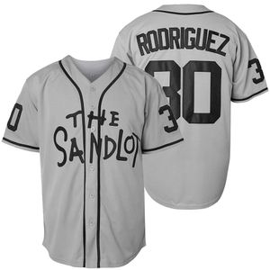 EH6SメンズポロスThe Sandlot Benny Rodriguez Baseball Jerseyステッチムービースポーツシャツグレーホワイトブルー