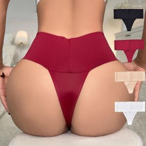 Women's Panties Women' Underwear Minimalist Mid Waist Ice Silk Seamless Breathable Thong With Widened Waistband And Tight Fit Pure Cotton