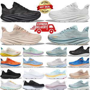 Designer Bondi Clifton 8 9 Laufschuhe für Männer Frauen dreifache schwarz weiße Wolke Blau Blanc de Blanc Outdoor Herren Damen Schuhtrainer Sneakers Größe 36-47 Rabatt