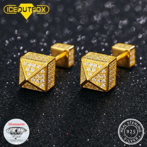 Кольца настоящие квадратные серьги с бриллиантами Moissanite для женщин.