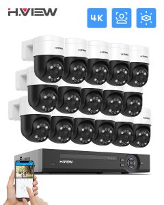 System H.View 16CH 4K 5MP 8MP CCTV Security Security Ptz Cameras System Home Video Surveillance Kit Outdoor IP -камера Гуманоид обнаружение