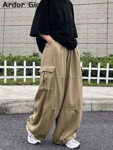 Frauen Jeans Y2K Strtwear Cargo Hosen Frauen übergroße losen Harajuku Big Taschen Frauen weibliche Mode gerade Wide Lady Hip Hop Hosen Y240408