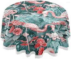 Сторонная ткань Симпатичная фламинго круглая скатерть, стиральная полиэфирная кружок, 60 -дюймовое пятно и устойчивое к морщине