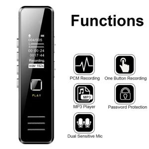 Spelare Professionell röstkontroll Smart Voice Recorder Fidelity Noise Reduction Digital Record Pen Dicafon Portable Mp3 WMA Player