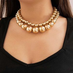 Pendant Necklaces Punk Irregular Ball Bead Chain Short Clavicle Necklace Womens Fashion Aesthetics Gold Color Ckoker Necklace Party Jewelry2404LPRR