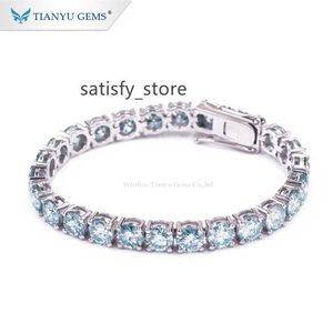 Tianyu ädelstenar Moissanite Diamond 6.5m Chain 14K/18K Silver Plated White Gold Tennis Armband