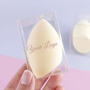 50pcs Custom Wholesale Latex Free Vegan Beauty Sponge Blender Powder Liquid Cream Private Label Clear Cup Makeup Sponge 240329