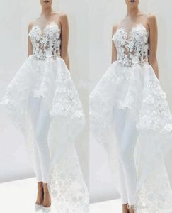 Salto da sposa applique in pizzo con treno per donne eleganti gonna floreale rimovibile floreale per pantalone da matrimonio bianco abito 2894748