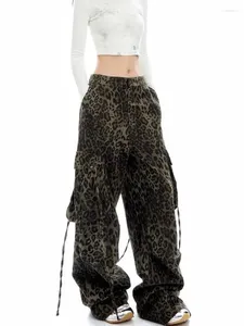 Jeans femminile 2024 Trashy Y2K Fashion leopardo pantaloni cargo larghi da donna tasche late