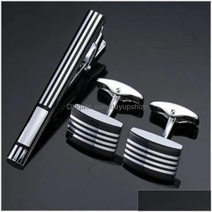 Cuff Links Luxury Bufflink e tie clipe Set Pin para masculino Acessórios Bars Men Jóias de casamento B246 230617 Drop Delivery Dhohw