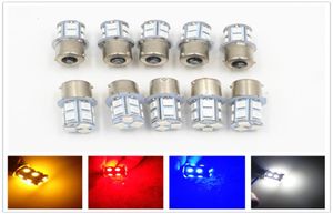 10PCSアイスブルーレッドアンバーホワイト1156 G18 BA15S P21W 13 5050 LED SMDターンシグナルリア電球ランプ12V3586512