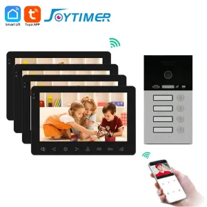 ドアベルJoytimer Tuyaスマートフォン7インチWiFiワイヤレスビデオインターコムホーム用1/2/3/4F屋内モニタードアベルRFICロック解除システム